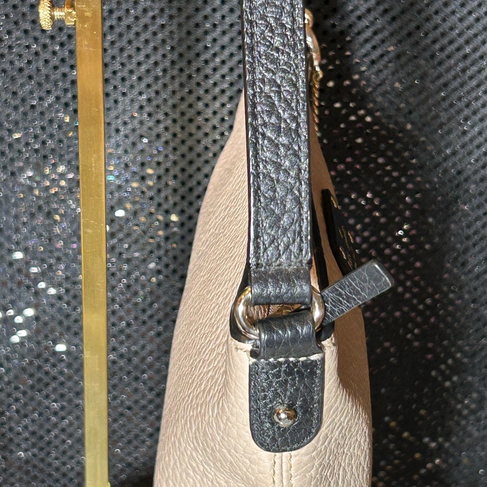 Kate Spade Black and Cream Pebbled Leather Shoulder Bag 11” x 10” NWOT - Picture 6 of 17